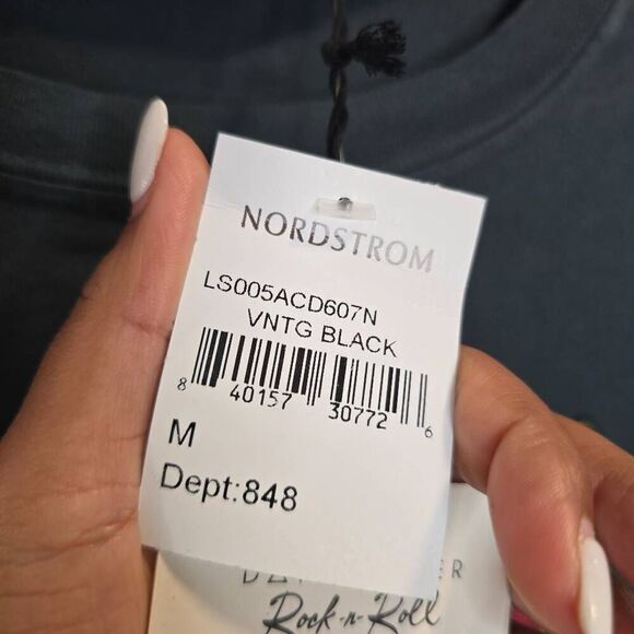 Daydreamer AC/DC Crop Sweatshirt Women's Medium Gray Graphic Print Gorpcore - Picture 4 of 6